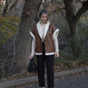 L'Academie Brown Coat with Cream Sherpa Lining